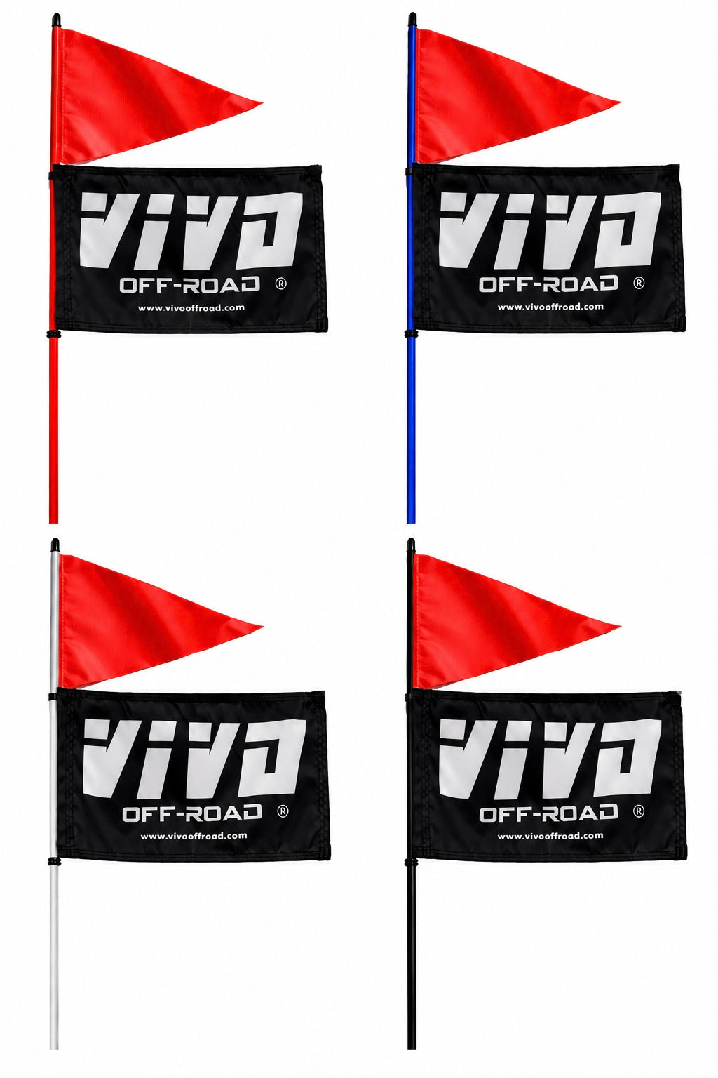 Fiberglass Whip Rod With Orange Pennant & 12x18 VIVO Flag - UTV,ATV,SXS
