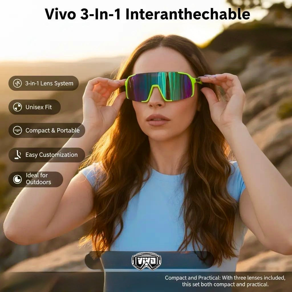 Vivo Off- Road 3 in 1  Interchangeable Polarized Sport Sunglasses-unisex fashion -atv ,utv, sxs