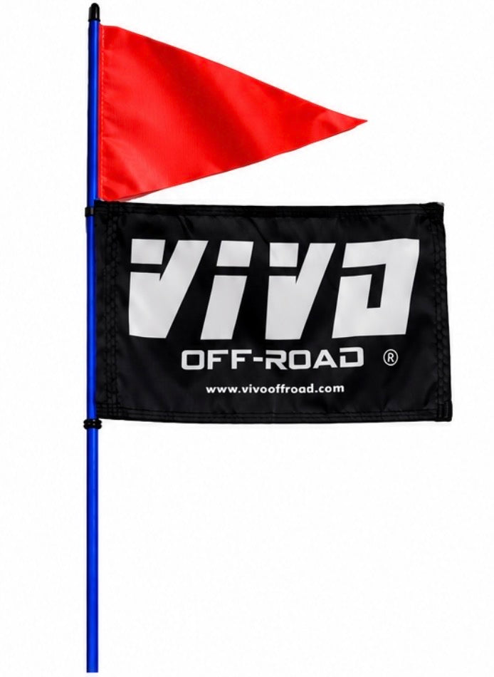 Fiberglass Whip Rod With Orange Pennant & 12x18 VIVO Flag - UTV,ATV,SXS