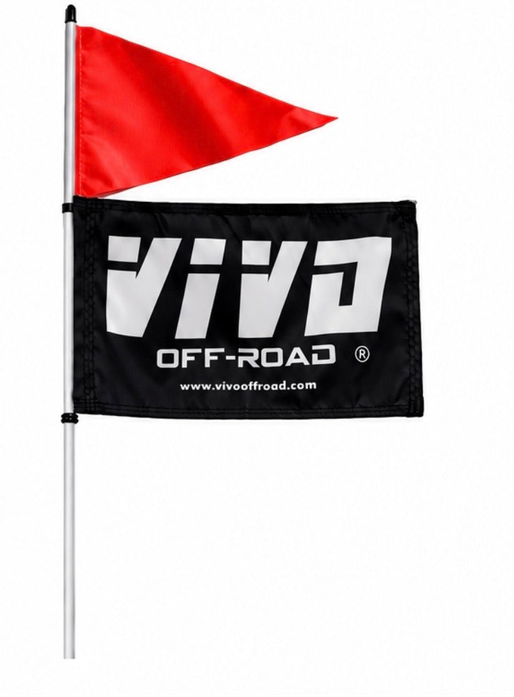 Fiberglass Whip Rod With Orange Pennant & 12x18 VIVO Flag - UTV,ATV,SXS