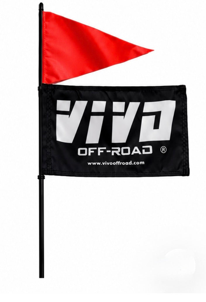 Fiberglass Whip Rod With Orange Pennant & 12x18 VIVO Flag - UTV,ATV,SXS